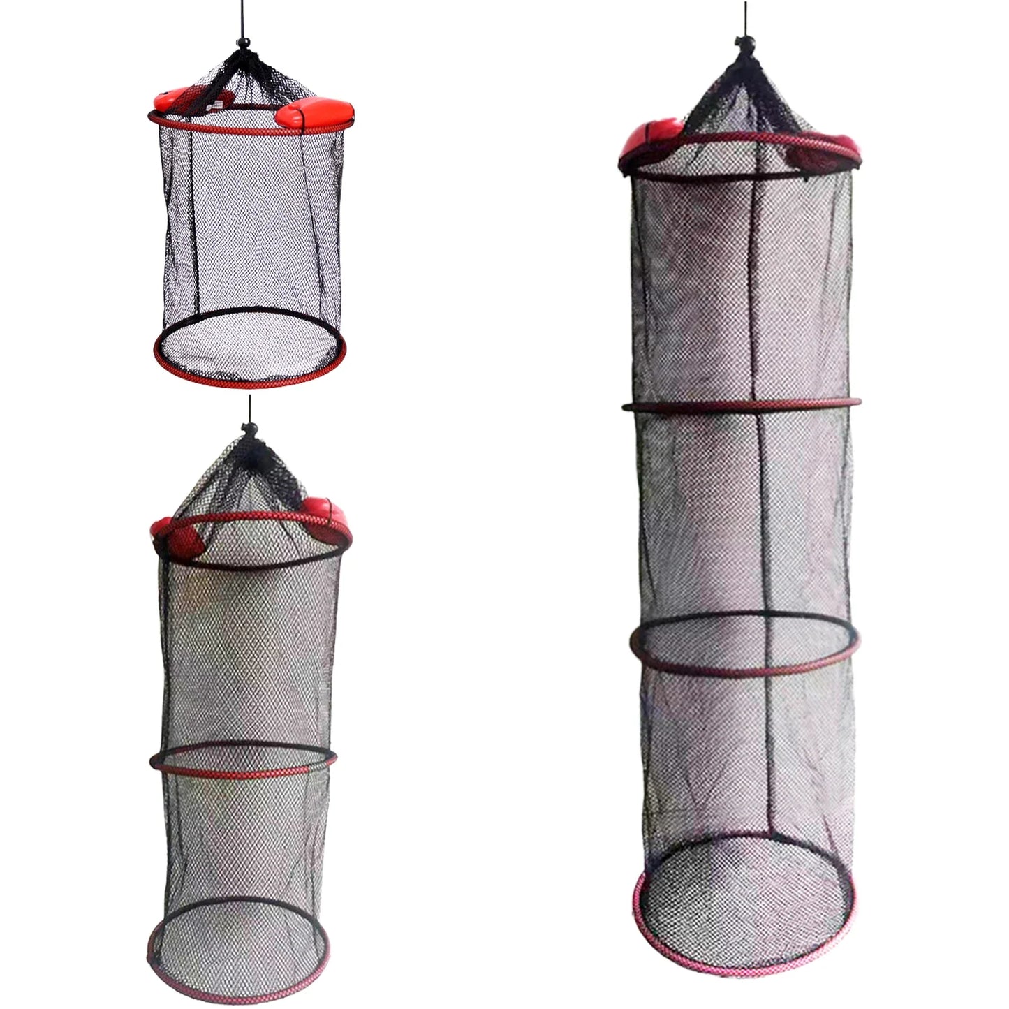Portable Floating Fishing Net - Thickened Woven Mesh Landing Basket with Anti-Jump Design for Fish, Shrimp & Lobster Storage