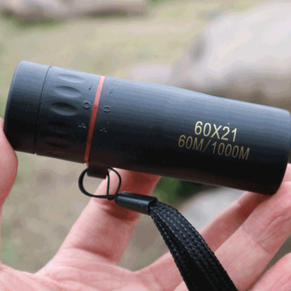 60x21 BAK4 Zoom Monocular Binoculars with Wrist Strap - Mini Portable Telescope for Outdoor Camping & Hunting