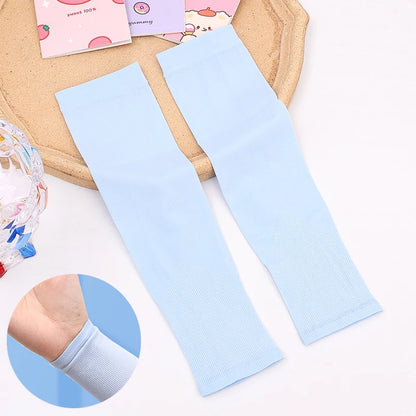 Kids Ice Silk Cooling Arm Sleeves - UV Sun Protection Elastic Sleeves for Boys & Girls Ages 4-12 (Summer Sports & Beach)