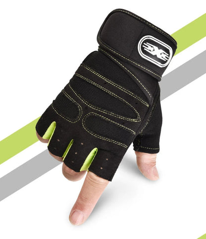 Premium Half-Finger Workout Gloves with Wrist Wrap - Men & Women - Weight Lifting, Training, Cycling & Gym