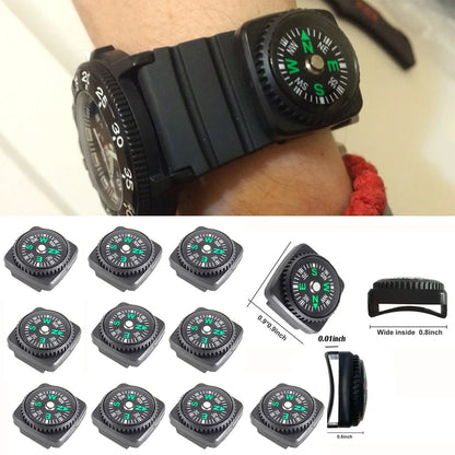Mini Wristband Compass Set - 10 Pack Portable Detachable Navigation Tool for Outdoor Camping Hiking Travel Emergency Survival