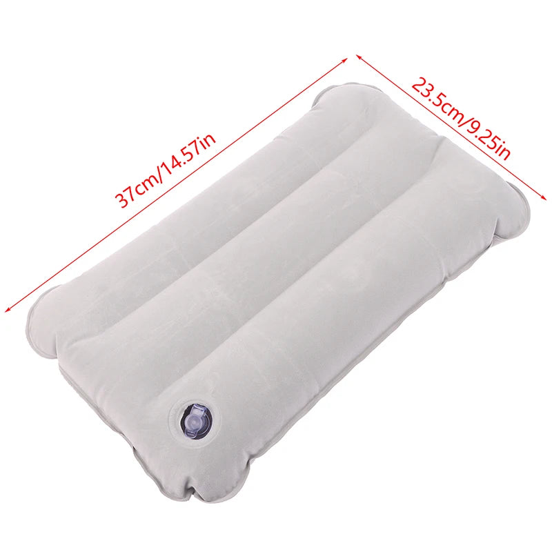 oldable Inflatable Travel Pillow - PVC Flocking Air Cushion for Camping, Hiking, Flight & Outdoor Sleep