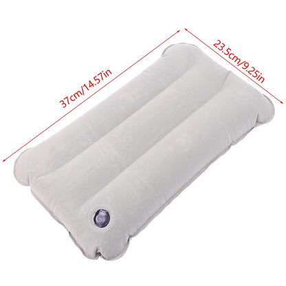 oldable Inflatable Travel Pillow - PVC Flocking Air Cushion for Camping, Hiking, Flight & Outdoor Sleep