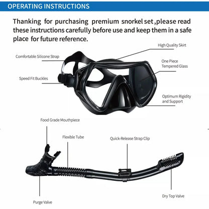 Professional Dry Snorkel Tube for Scuba Diving and Swimming