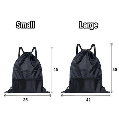 Waterproof Drawstring Sports Backpack with Zipper Pocket - Lightweight Gym Sackpack for Basketball & Training