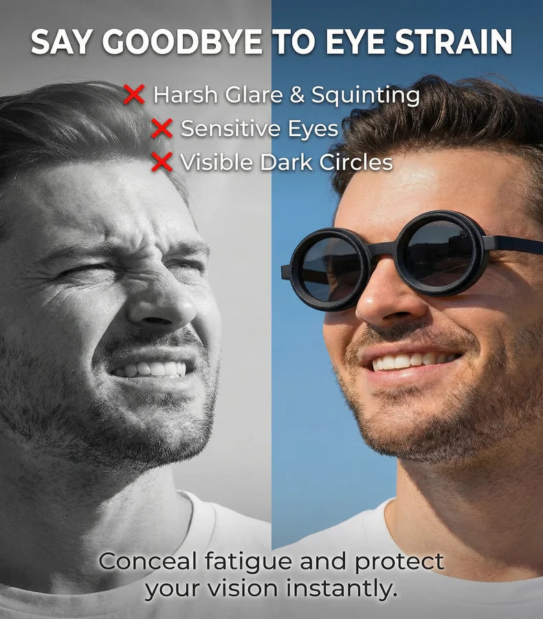 Polarized Steampunk Round Sunglasses - ND9 Adjustable Dimming, Small Frame Light-Reducing Eyewear for Men, Fishing & Driving UV400