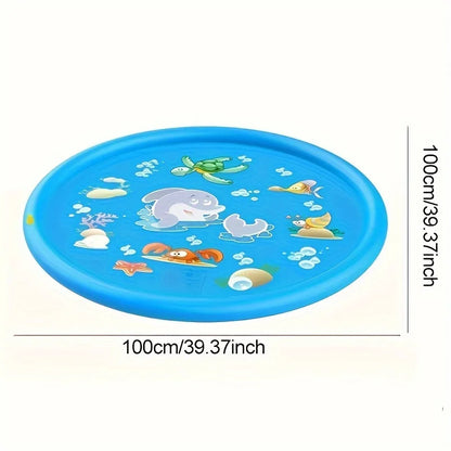 100cm Inflatable Water Sprinkler Play Mat - Beach Swimming Pool Spray Pad for Kids Outdoor Lawn Games