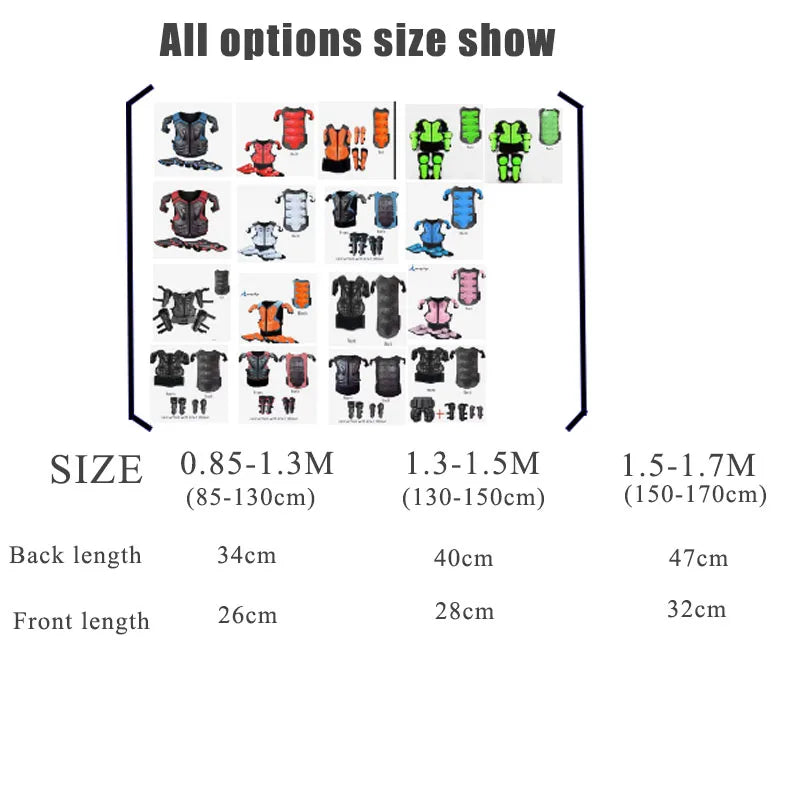 Youth Body Protection Armor Vest for Kids 1-1.7M - Motocross, Skiing & Skating Protective Gear