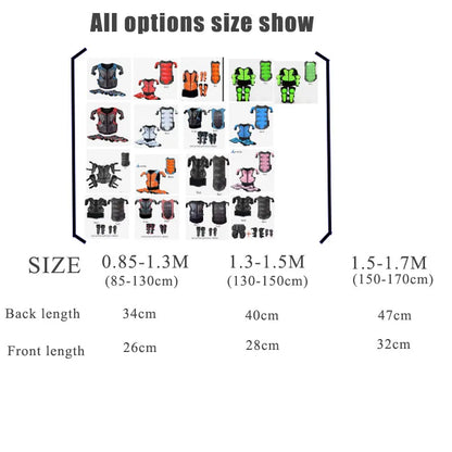 Youth Body Protection Armor Vest for Kids 1-1.7M - Motocross, Skiing & Skating Protective Gear