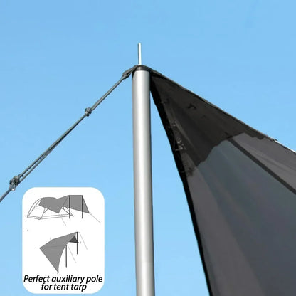 Set of 2 Tent Poles Adjustable Tarp Poles Steel Rods for Sun Shelter Tarp Canopy Camping Replacement With Pegs & Ropes