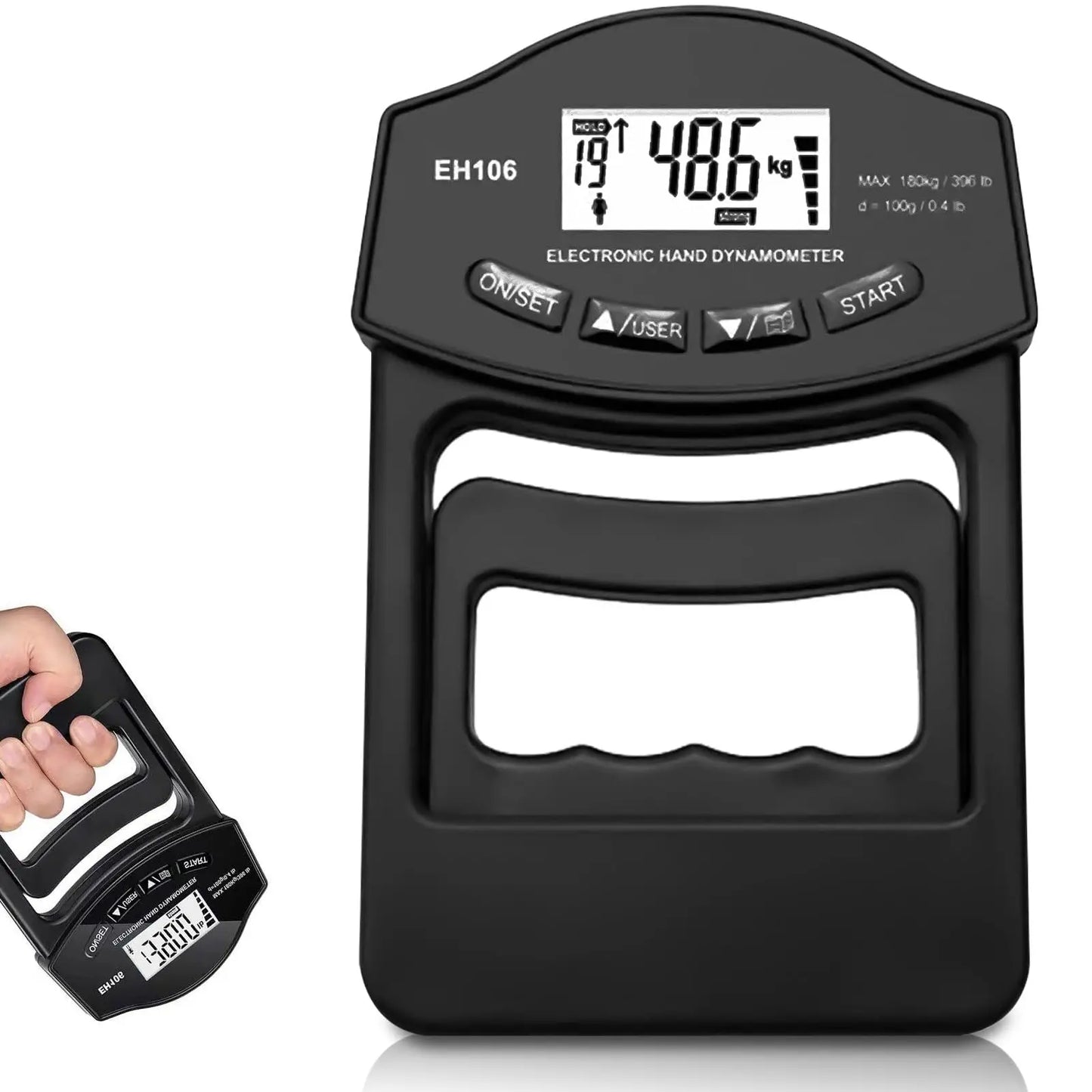 Digital Hand Dynamometer - 180kg/396lbs LCD Grip Strength Tester for Forearm Training and Weightlifting Performance