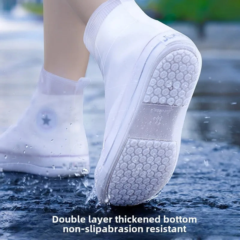Silicone Waterproof Shoe Covers - Reusable Non-Slip Thick Wear-Resistant Rain Boot Protectors for Travel & Outdoor