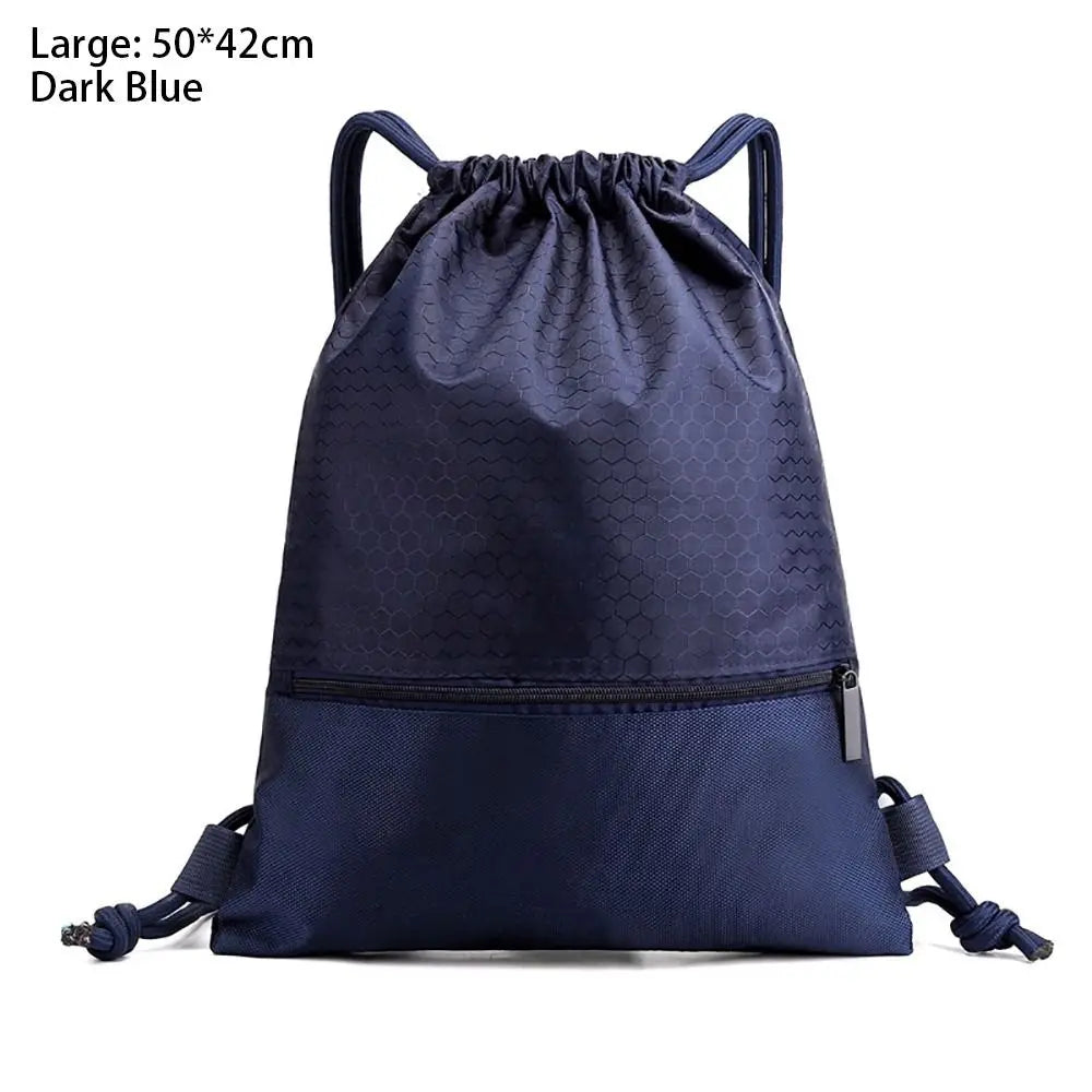 Waterproof Drawstring Sports Backpack with Zipper Pocket - Lightweight Gym Sackpack for Basketball & Training