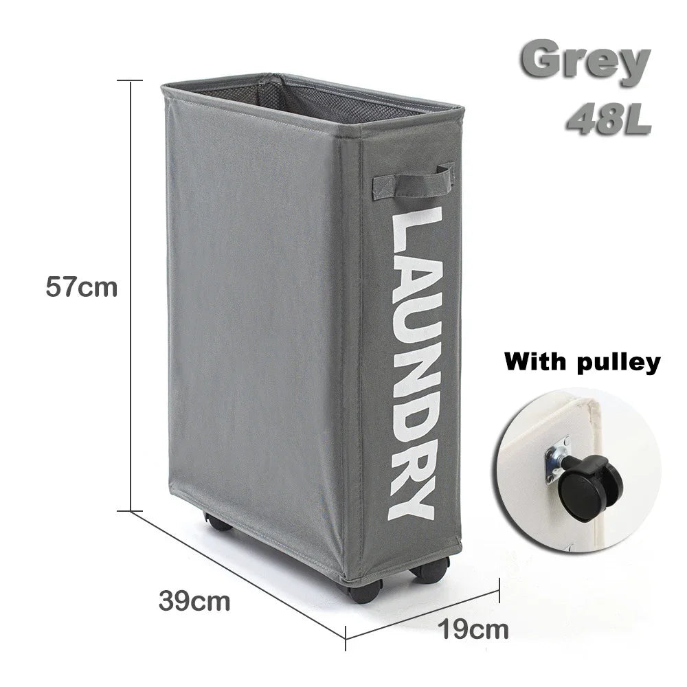 Foldable Laundry Basket with Wheels - Multi-Purpose Storage for Clothes, Yoga Gear & Bathroom Accessories