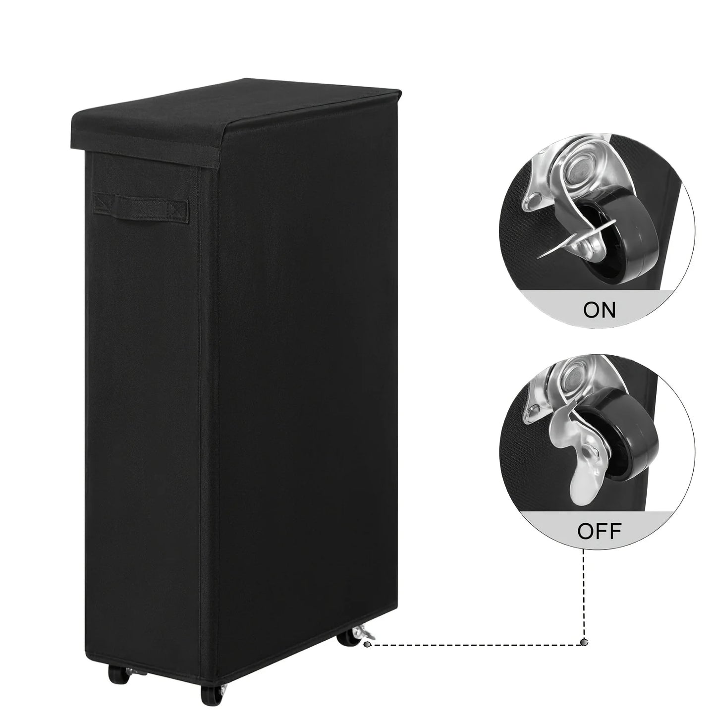 Wheeled Laundry Hamper with Lid - Closed Storage Basket for Bedroom, Bathroom & Laundry Room