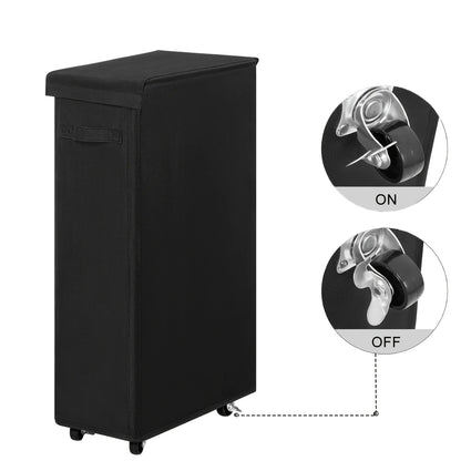 Wheeled Laundry Hamper with Lid - Closed Storage Basket for Bedroom, Bathroom & Laundry Room