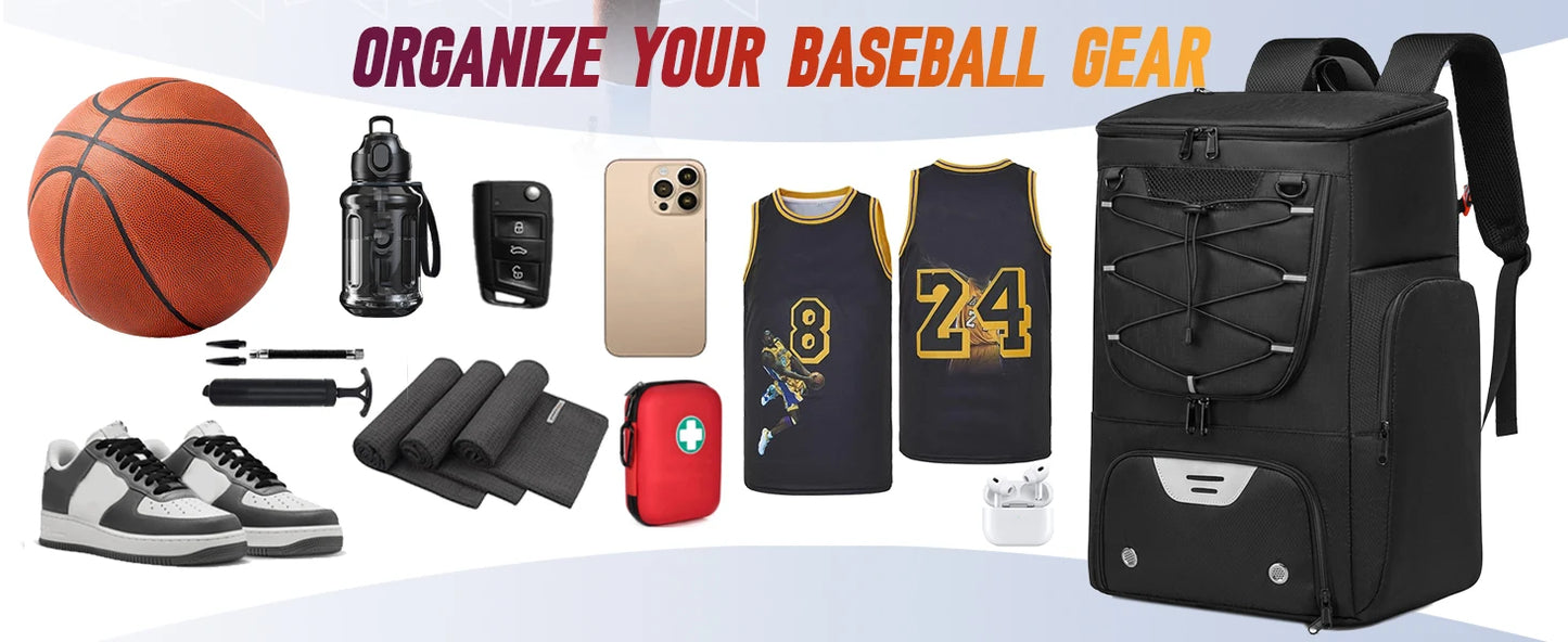 Sports Backpack with Shoe Compartment - Football, Basketball & Soccer Training Bag for Men