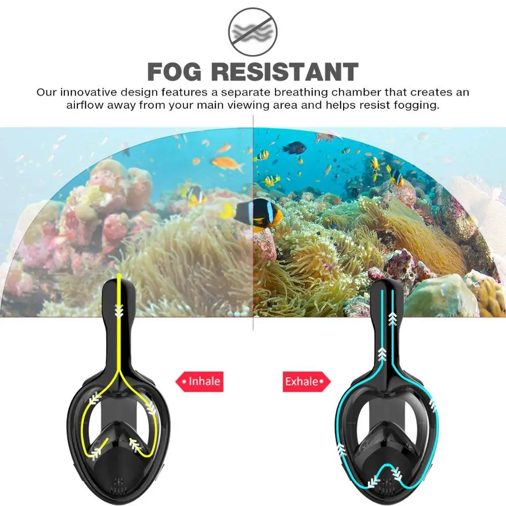 Full Face Snorkeling Mask - Anti-Fog Underwater Diving Goggles for Kids & Adults Swimming Equipment