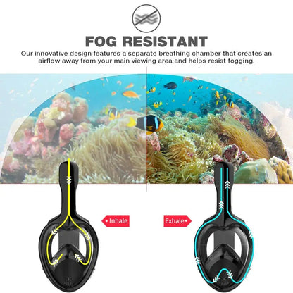 Full Face Snorkeling Mask - Anti-Fog Underwater Diving Goggles for Kids & Adults Swimming Equipment