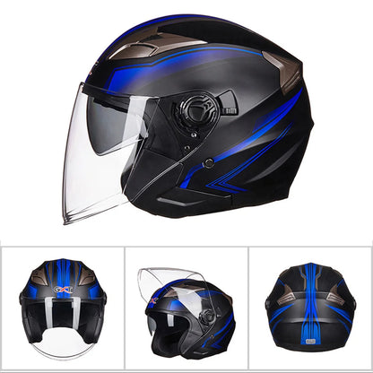 Half Face Motorcycle Helmet - Double Lens, Four Season, Unisex Street Fashion Safety Helmet