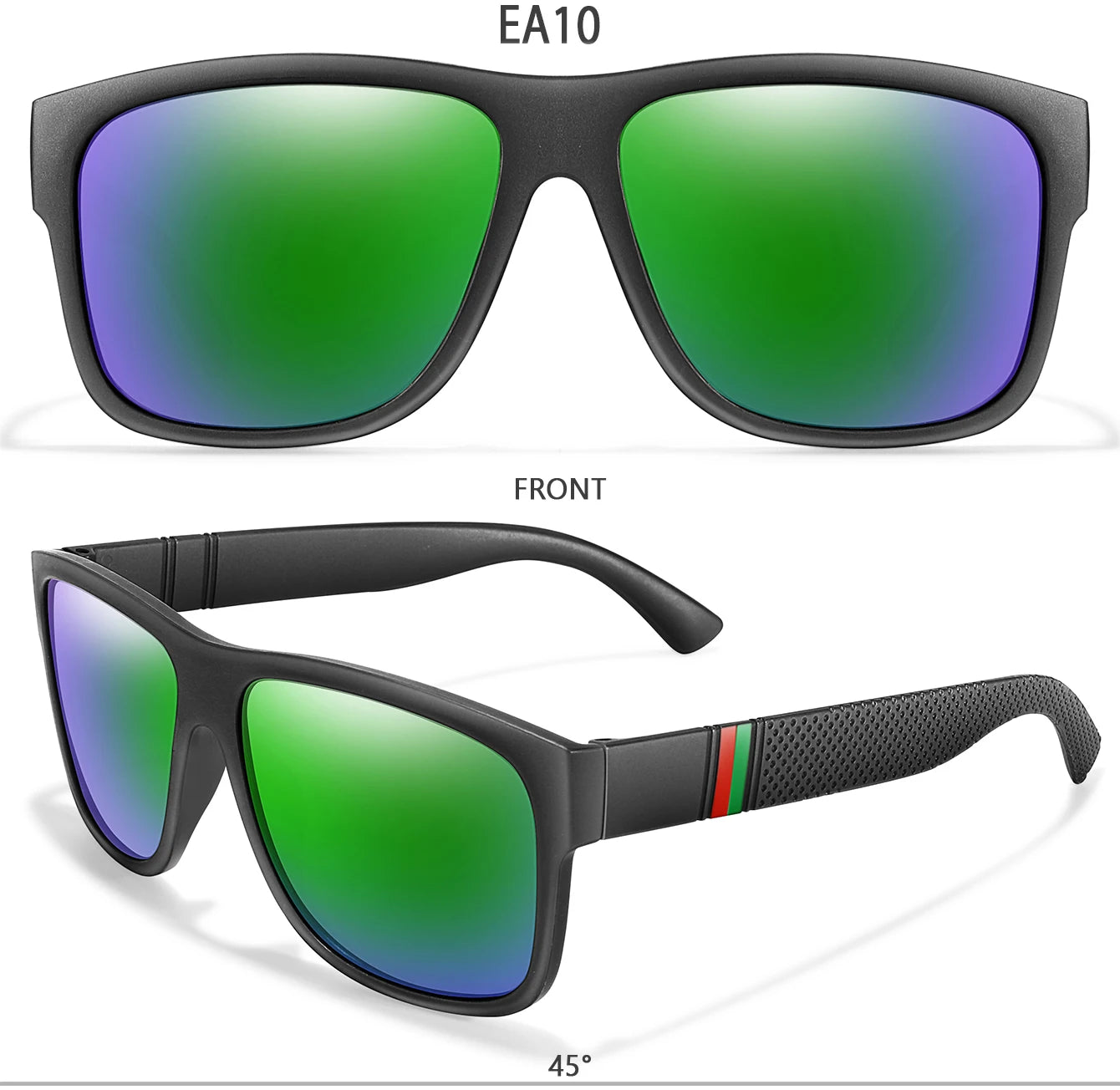 Men's Vintage Large Frame Square Polarized Sunglasses - UV400 Protection for Fishing, Driving, Cycling & Running