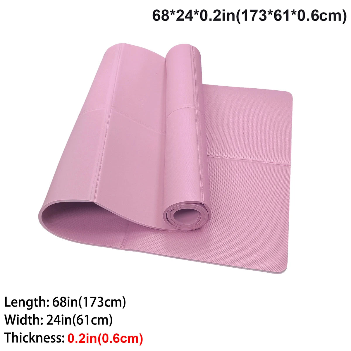 Premium EVA Yoga Mat - Eco-Friendly Foldable Exercise Mat - 173cm x 61cm - Available in 3mm/4mm/6mm Thickness - Pink