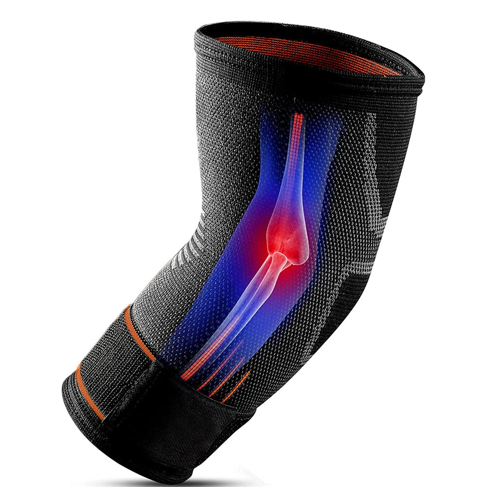 Compression Elbow Support Sleeve - Adjustable Brace for Tendonitis, Tennis Elbow, Golf & Joint Pain Relief