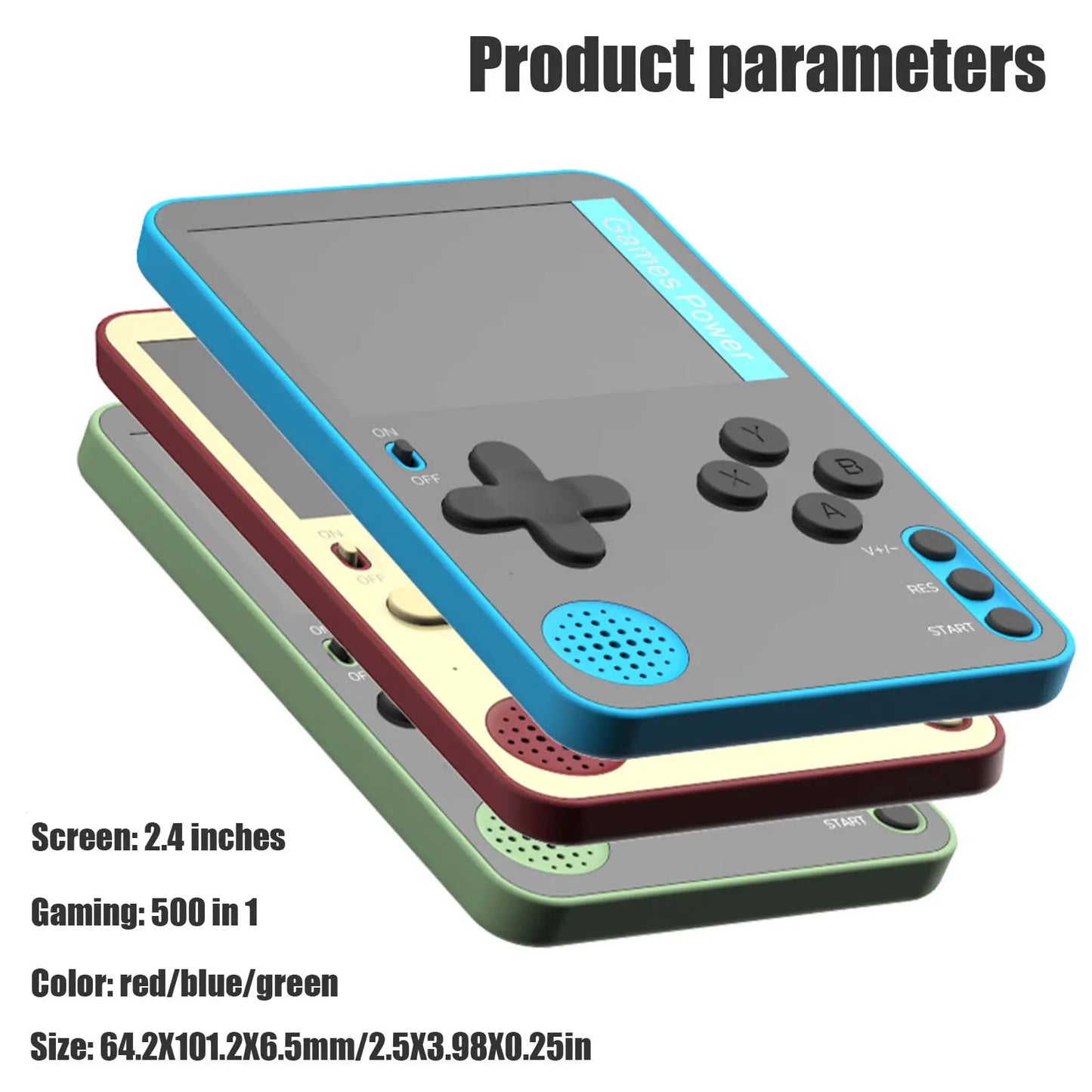 Portable Retro Handheld Game Console - 500 Classic Games - LCD Screen - Rechargeable - Gift for Kids & Adults