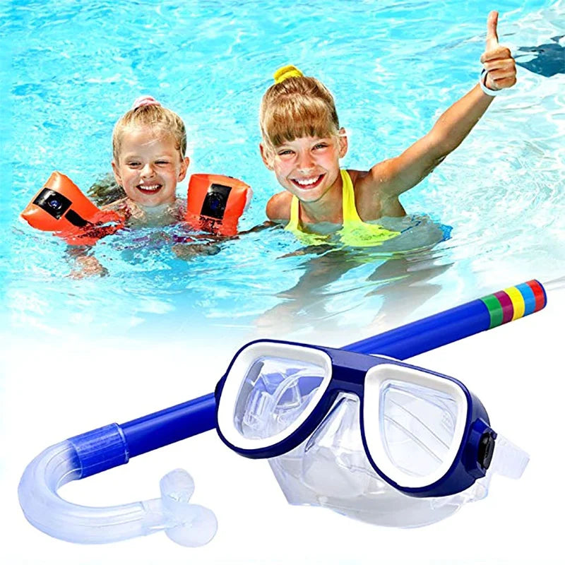 Kids Anti-Fog Diving Mask Set with Breathing Tube - Shockproof Underwater Swimming Goggles with Adjustable Band for Snorkeling