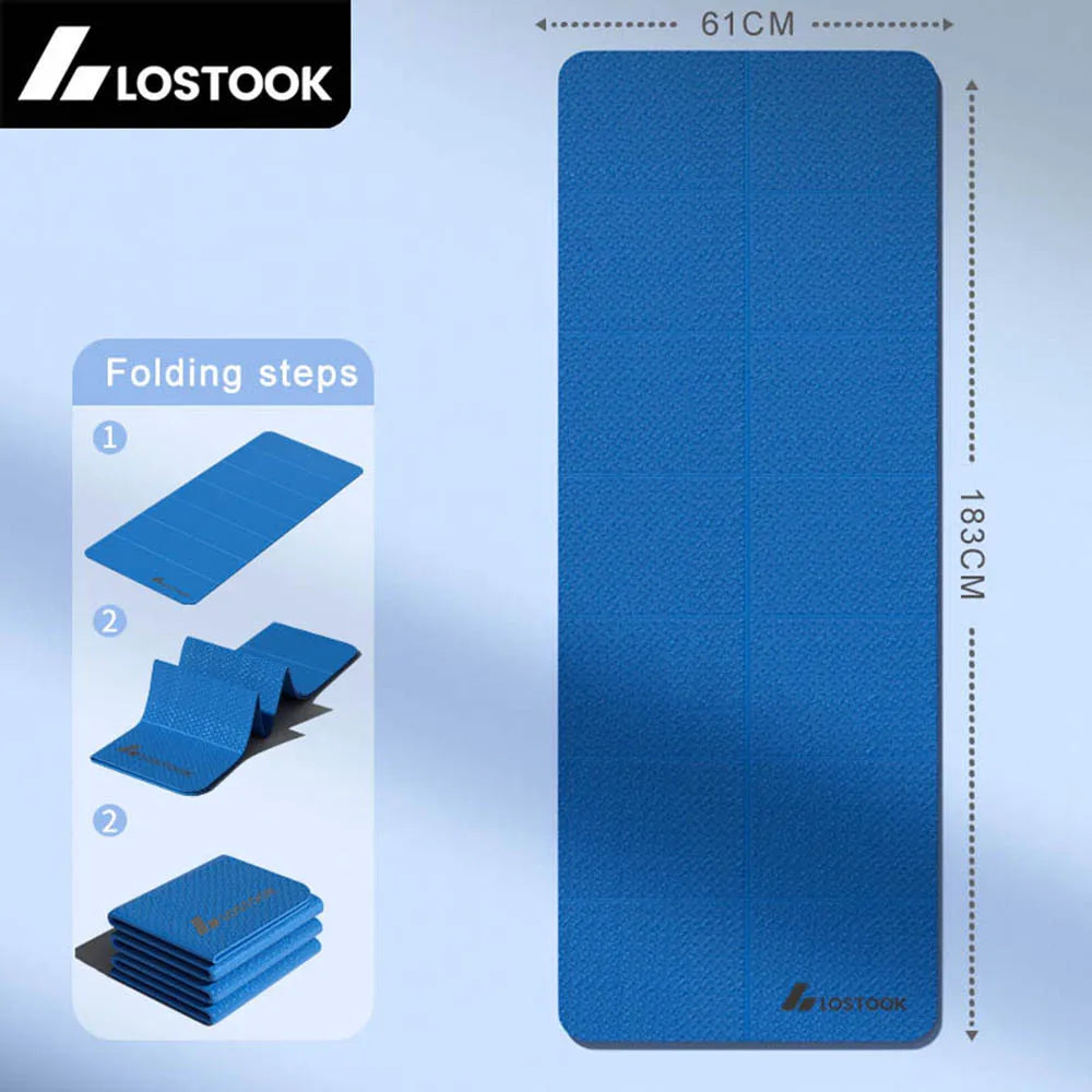 Premium TPE Foldable Yoga Mat - 4mm Thick, 183x61cm - Travel-Friendly Exercise Mat