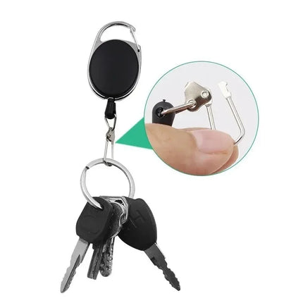 Retractable Badge Holder with Keychain - ID Card Holder with Backpack Clip, Lanyard & Hiking Buckle Key Ring Tool