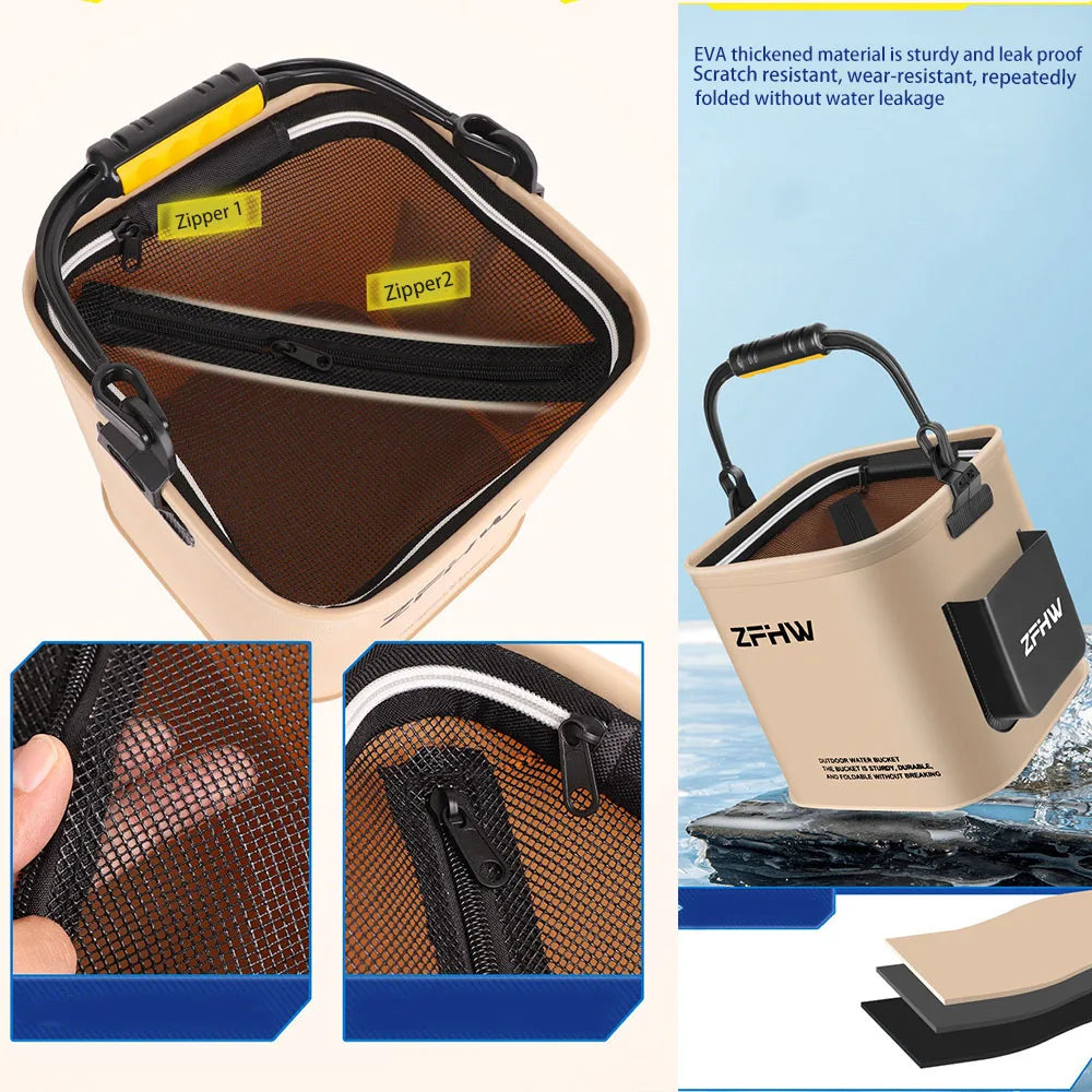Fishing Tackle Storage Bucket - All-in-One Fishing Supplies Organizer Suitcase