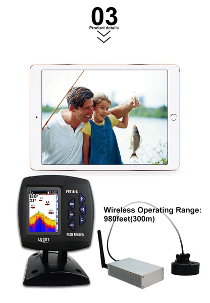 Wireless Fish Finder - 980ft Range 45° Sonar for Fishing Boats