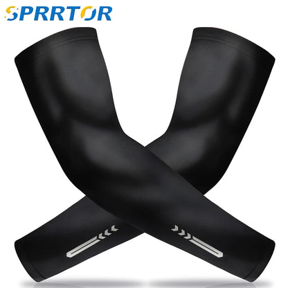 UV Sun Protection Cooling Arm Sleeves - Long Sunblock Covers for Football, Golf, Volleyball (1 Pair)