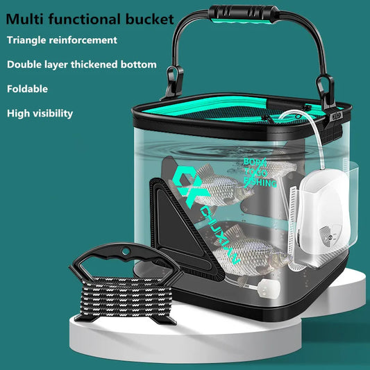 Portable 13L EVA Foldable Live Fish Bucket - Thickened Water Tank for Fishing