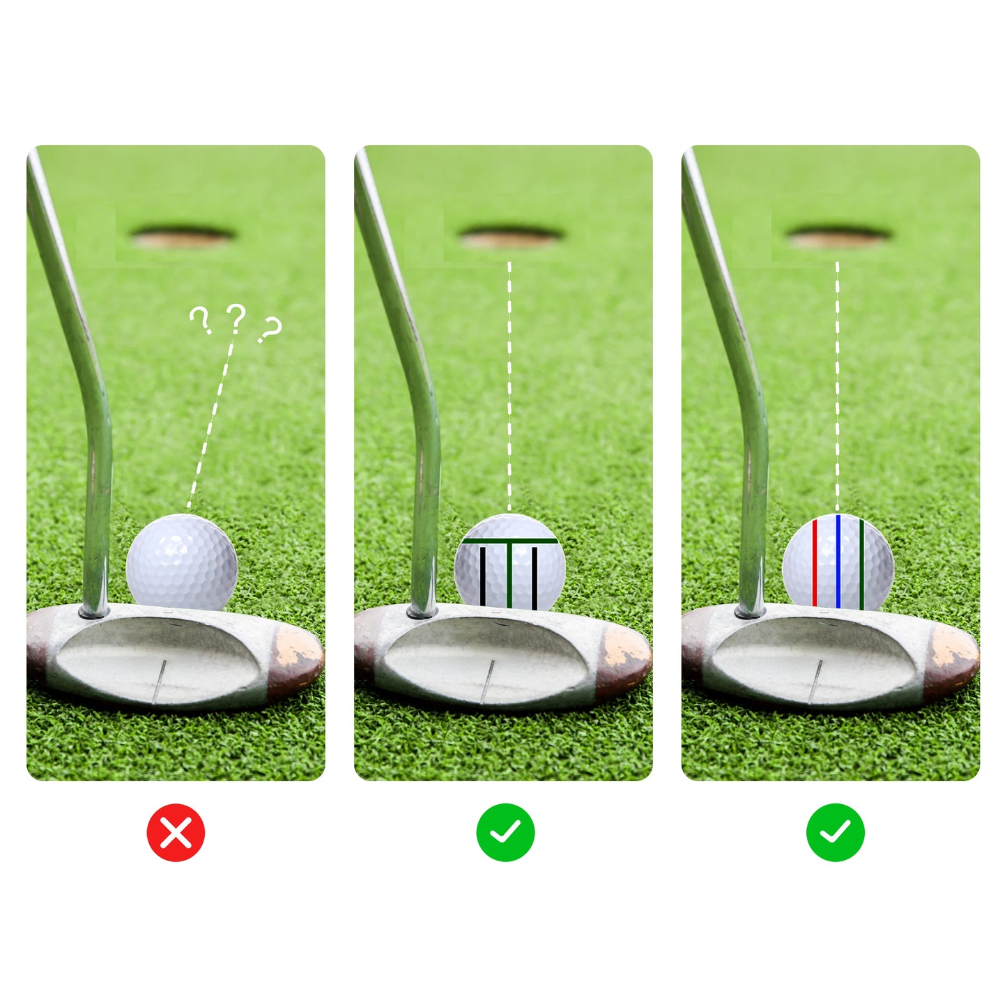 8-Pack Golf Ball Marker Kit - Professional Alignment Tool with 4 Marking Stencils & 4 Color Markers