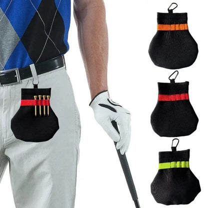 Golf Ball Pouch with Metal Clip - Spacious Terylene Carry Bag for Balls and Tees