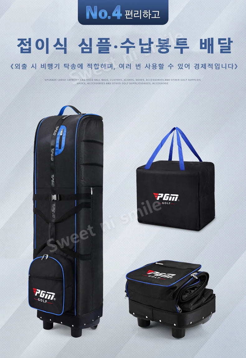 Golf Travel Bag with Wheels - Foldable Airline Golf Club Cover with Padded Straps for Air Travel
