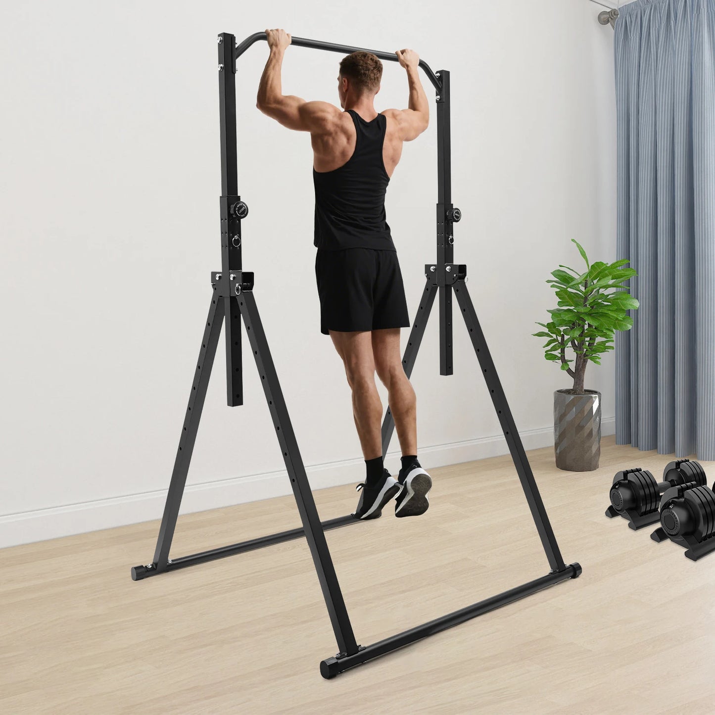 Adjustable Height Pull-Up Bar - Triangular Gymnastics Practice Station for Home Gym Strength Training