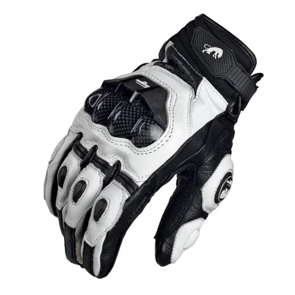 Men's Leather Motorcycle Gloves - Windproof Motocross Riding Gloves with Protective Equipment
