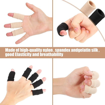 Compression Finger Sleeves - 10 Pack Nylon Support Protector for Basketball, Volleyball, Golf & Sports (4cm)