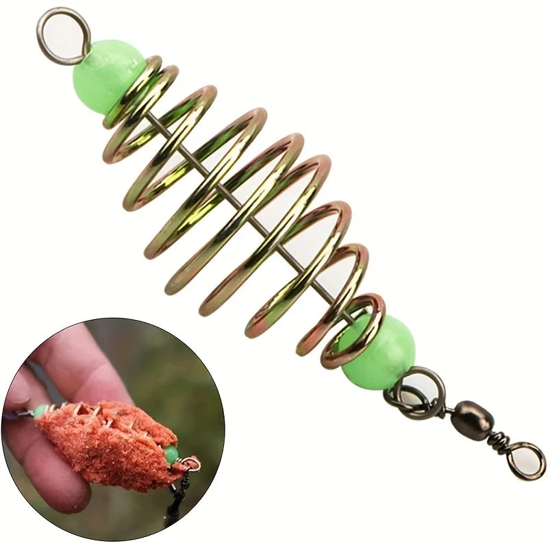 5-Pack Fishing Bait Spring Feeder Cage - Stainless Steel Trap Basket Holder for Carp Fishing Tackle