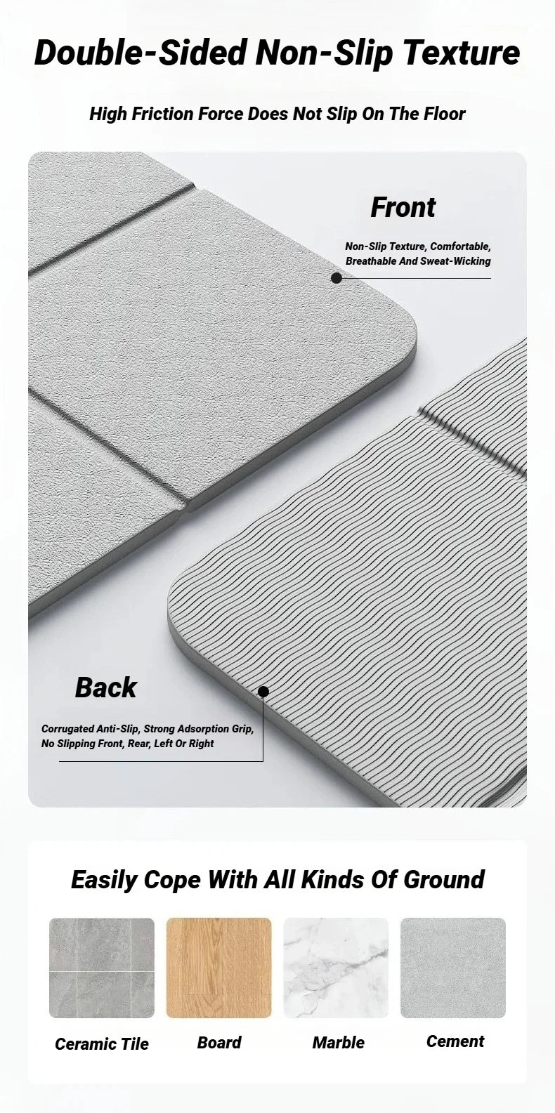 Eco-Friendly TPE Foldable Yoga Mat - Double-Sided Non-Slip Travel Exercise Mat for Pilates & Floor Workouts