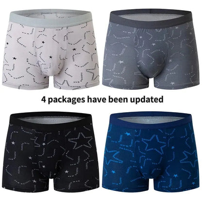 Men's Printed Fashion Boxer Briefs - 4/5 Pack European & American Sizes, Plus Size Comfortable Underwear & Swim Trunks