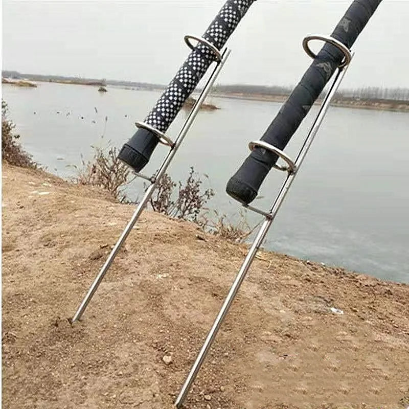 Professional Fishing Rod Holder - 30/40cm Double Ring Single Fork Bank Bracket for Outdoor Fishing