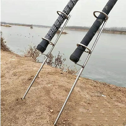 Professional Fishing Rod Holder - 30/40cm Double Ring Single Fork Bank Bracket for Outdoor Fishing