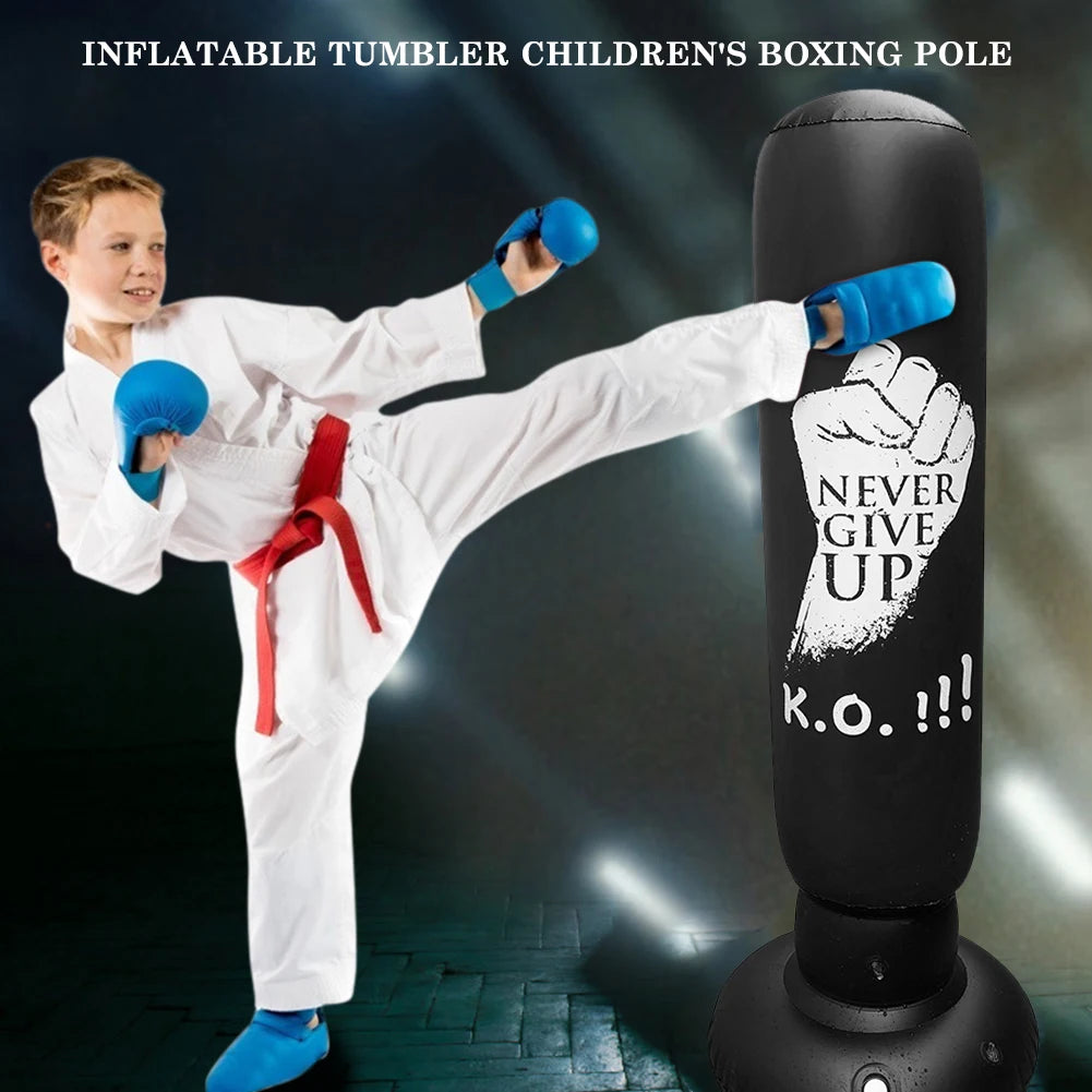 Inflatable PVC Punching Bag - Kids & Adult Fitness Training Boxing Column with Pressure Base