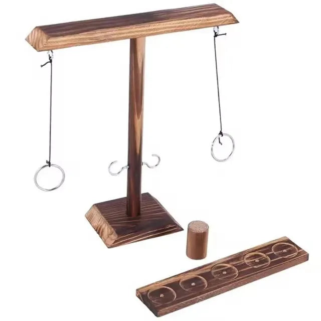 Wooden Ring Toss Game - Family Party Drinking Game for Kids & Adults - Indoor Outdoor Bar Shot Board