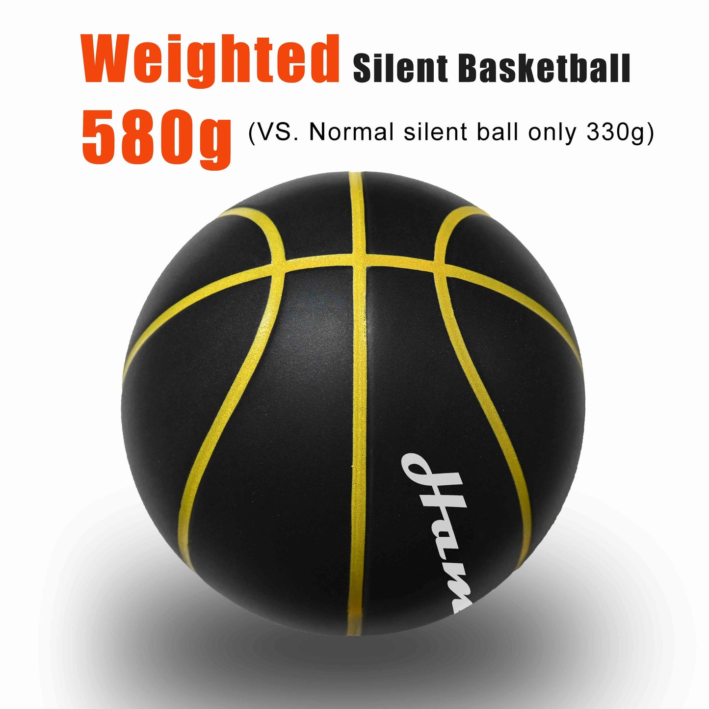 Silent Basketball Size 7 (29.5") - 580g Weighted Noiseless Indoor PU Foam Airless Basketball with Quiet Bounce