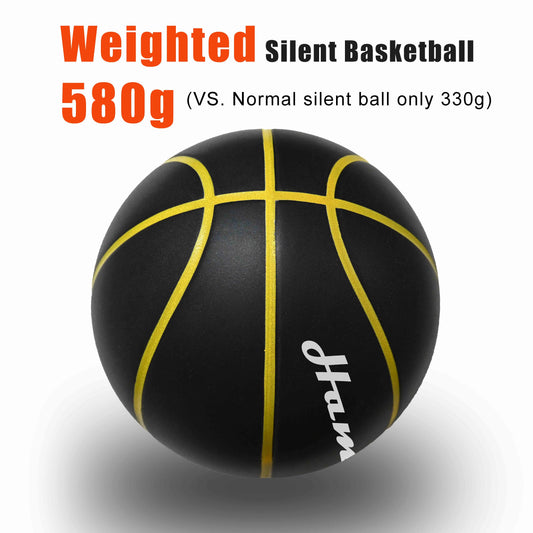 Silent Basketball Size 7 (29.5") - 580g Weighted Noiseless Indoor PU Foam Airless Basketball with Quiet Bounce